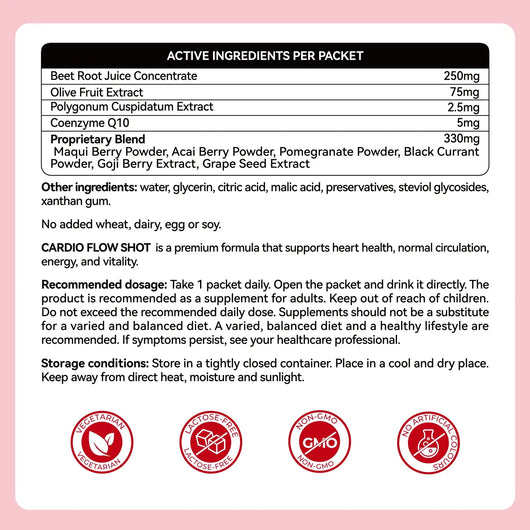 Cardio Flow Shot – Daily Heart Health & Circulation Support, 14 Packets - PHORMACORE